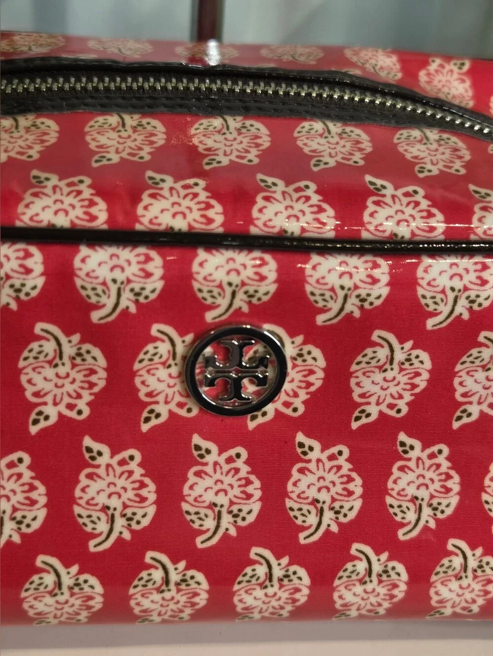 Tory Burch Red Floral Cosmetic Bag